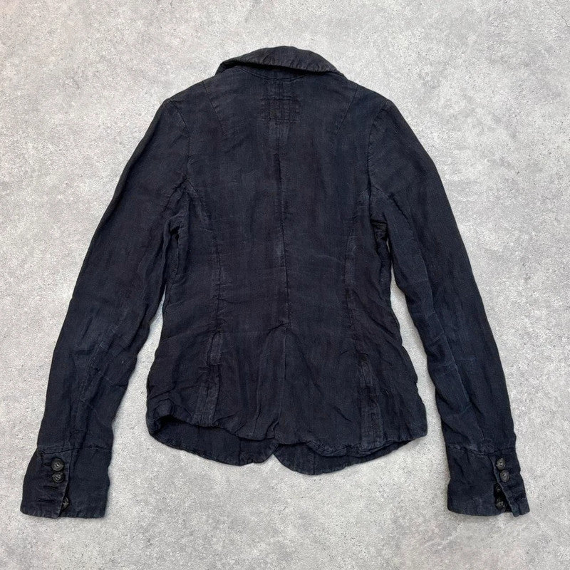 distressed black allsaints linen blazer jacket