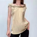 gold silk bias cut flutter vest top