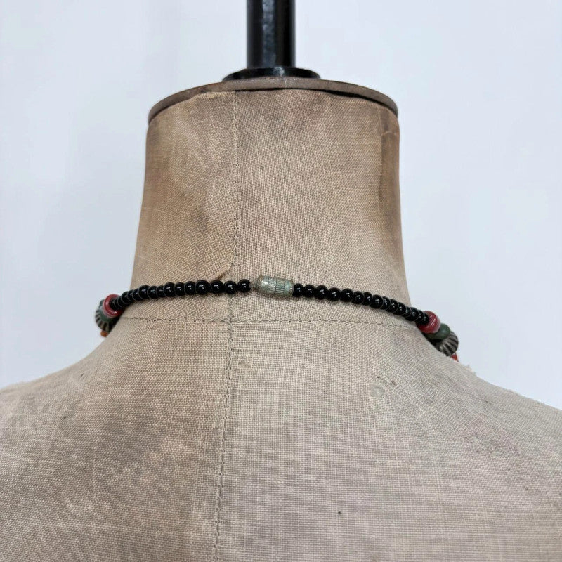 chunky beaded engraved boho necklace