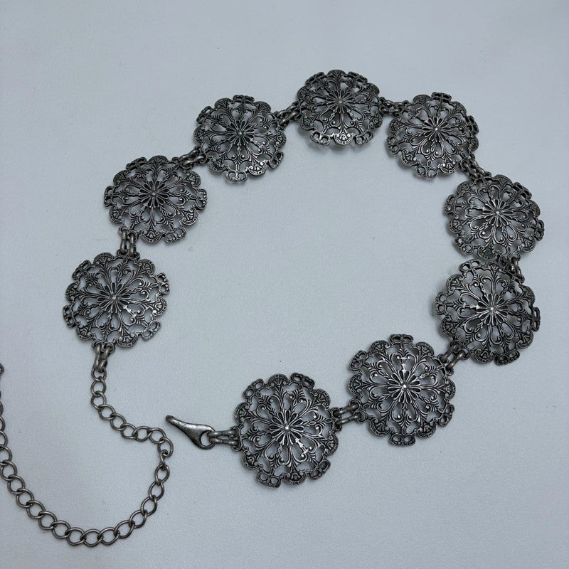 chunky silver metal waist chain belt