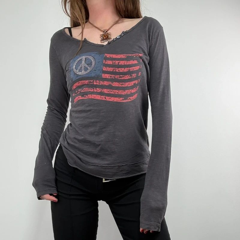 grey slouchy slash neck long sleeve t-shirt
