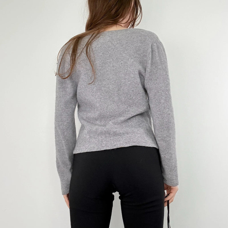 slouchy grey cashmere cardigan