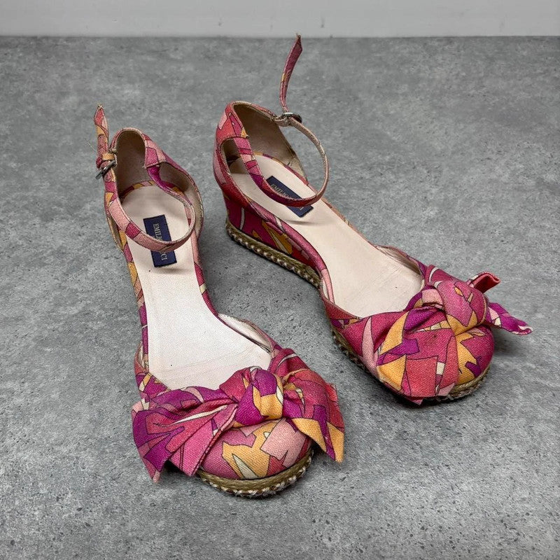 Pucci bow wedge heels