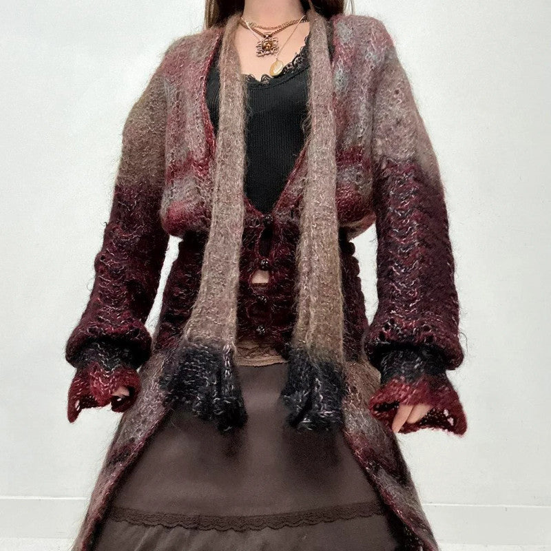 sheer mohair knit long cardigan