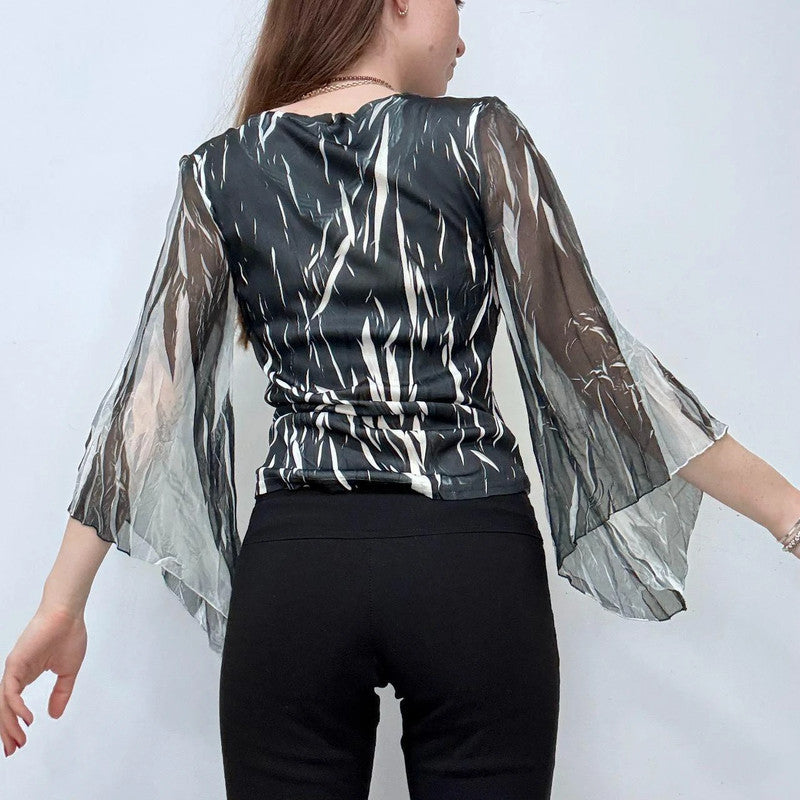 crinkle printed flared grunge top