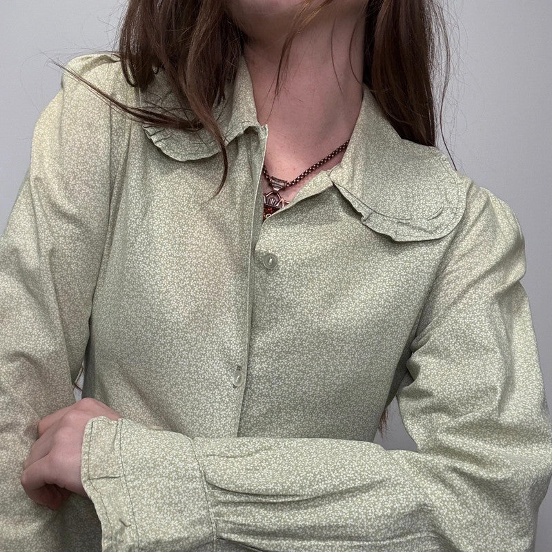 Laura Ashley green floral puff shirt