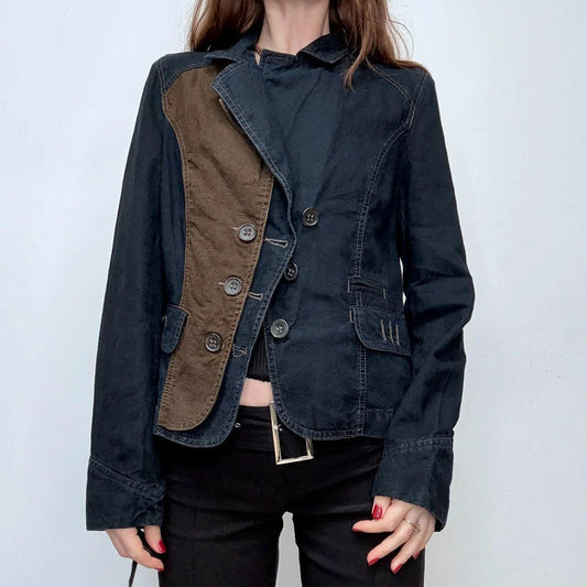 asymmetric flared grunge linen jacket