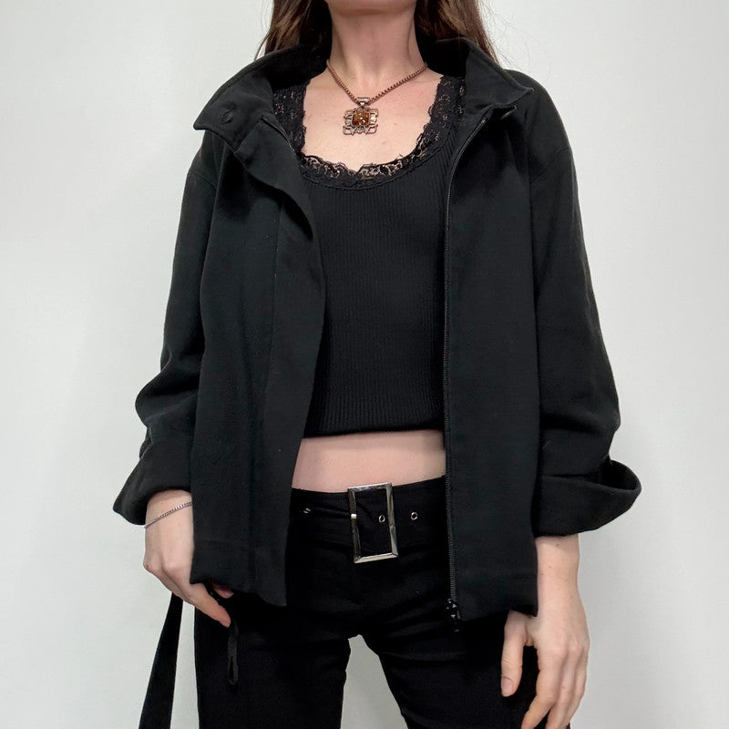 black flared cropped pea coat jacket
