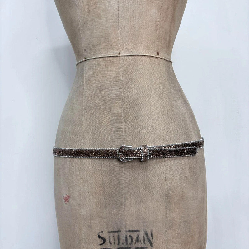 thin silver giltter belt