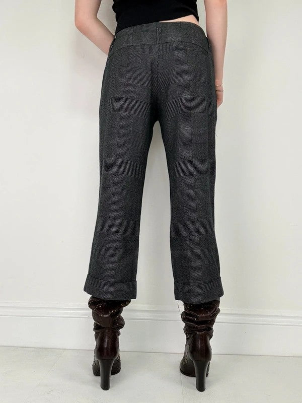 tartan checked grey cropped capri pants