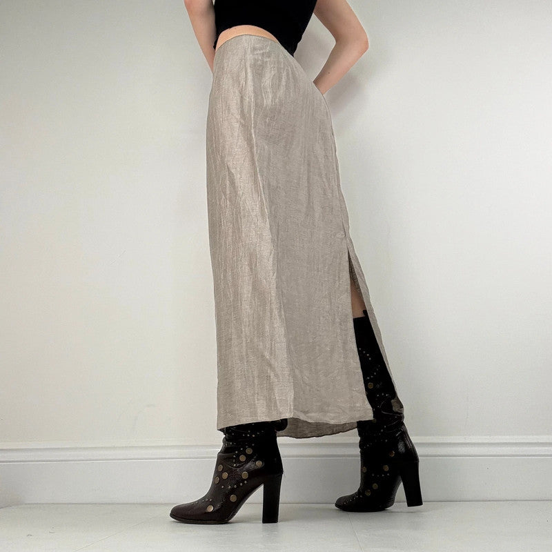 Massimo Dutti flared aline minimalist slit skirt