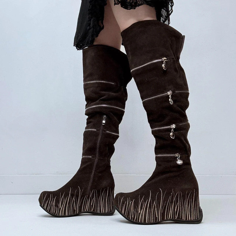 chunky platform pixie zipper boots