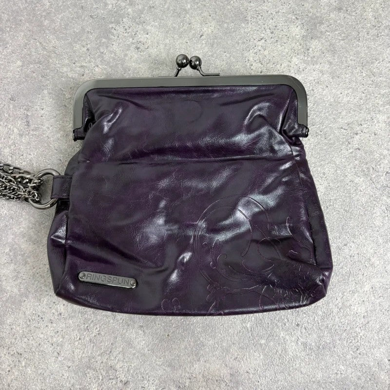 Eyelet studded purple chain 00s chain clutch