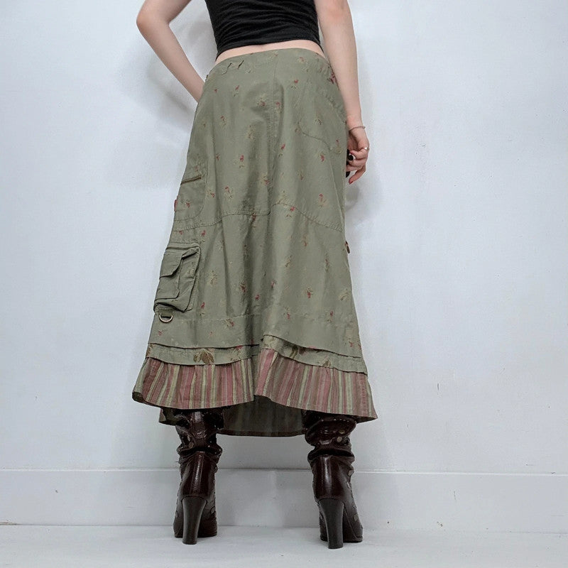 khaki Cop Copine floral maxi skirt