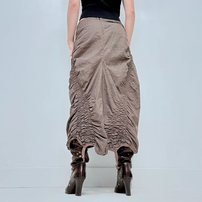 brown cop copine gathered stuctured maxi skirt