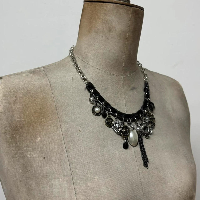 layered chain gothic charm necklace