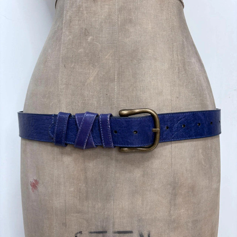 blue leather buckle belt