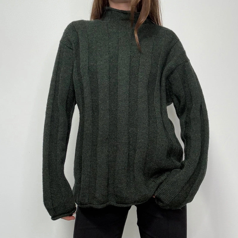 green J crew fisherman jumper