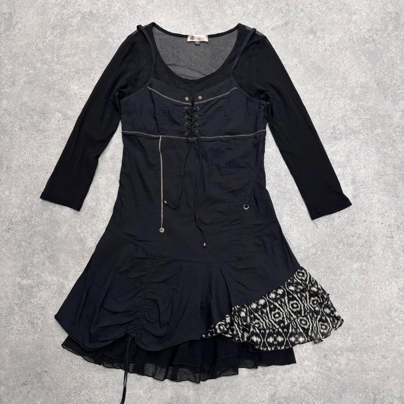 black grunge corset mini dress