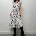 sheer silk ruffle polkadot summer dress