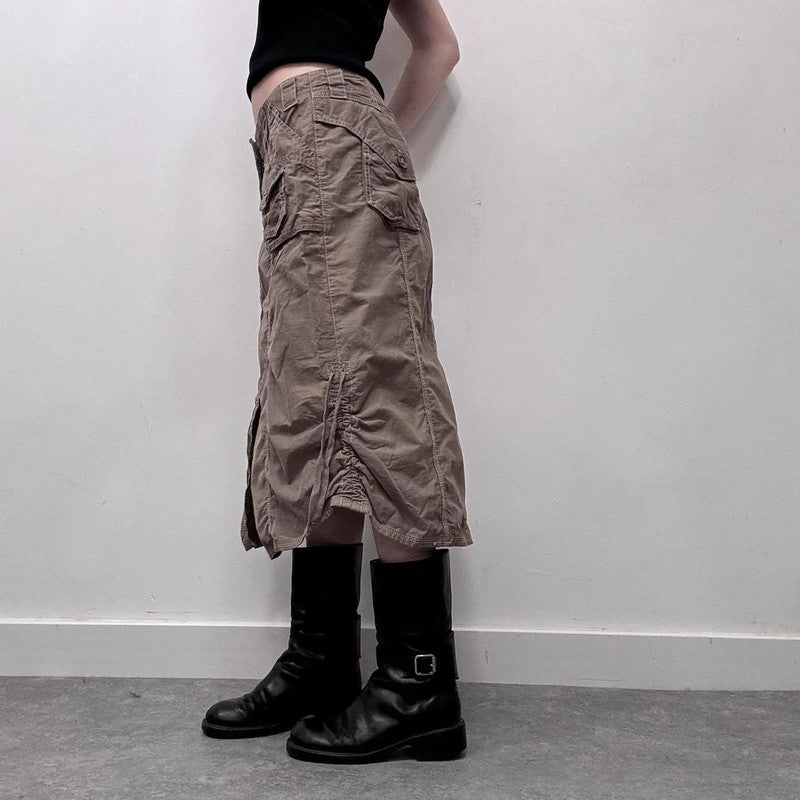 cargo khaki puff skirt