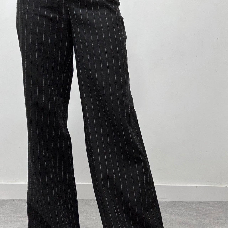 pinstripe wide leg suit pants
