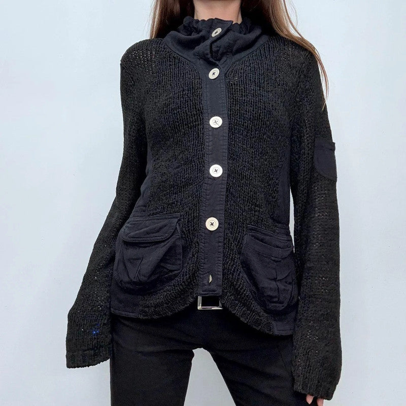 black knit slouchy cardiagn