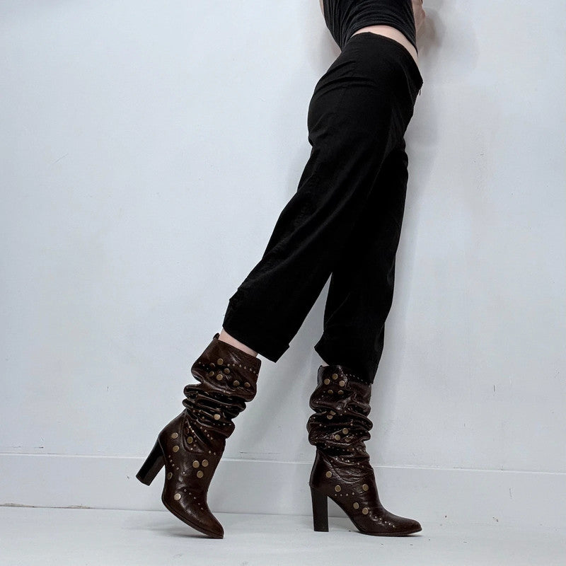 Cop Copine Black low rise lace up pleated trousers