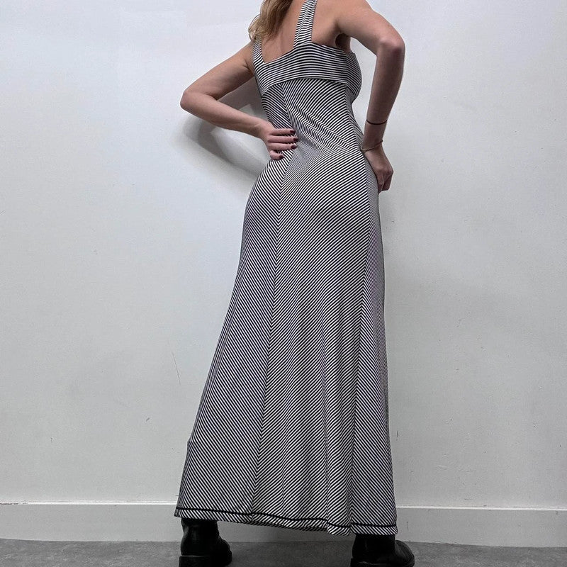 pinstripe maxi jersey dress
