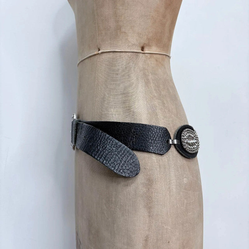black leather western belt