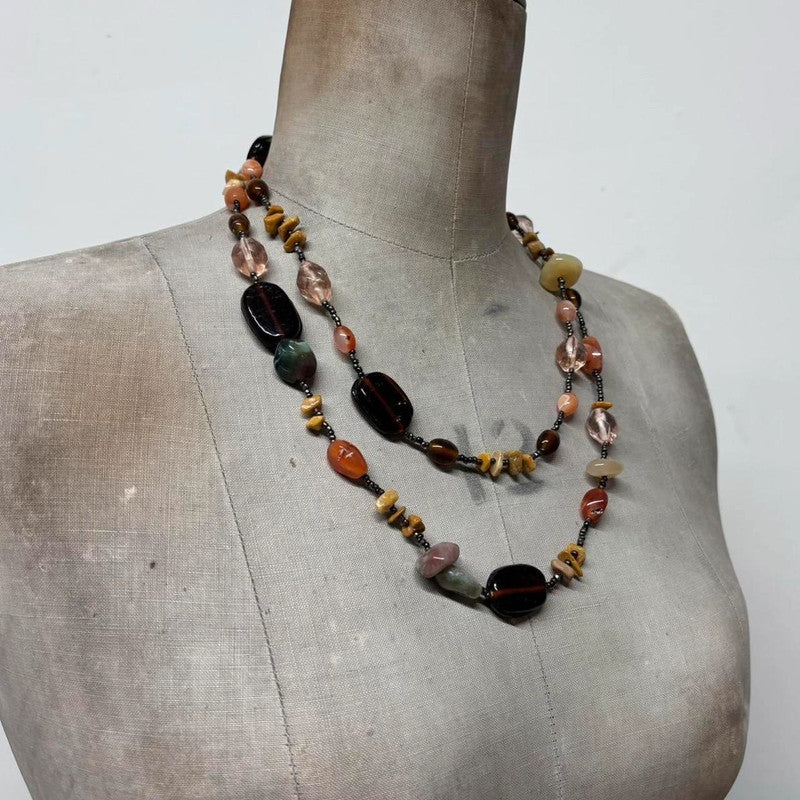 long crystal beaded boho necklace