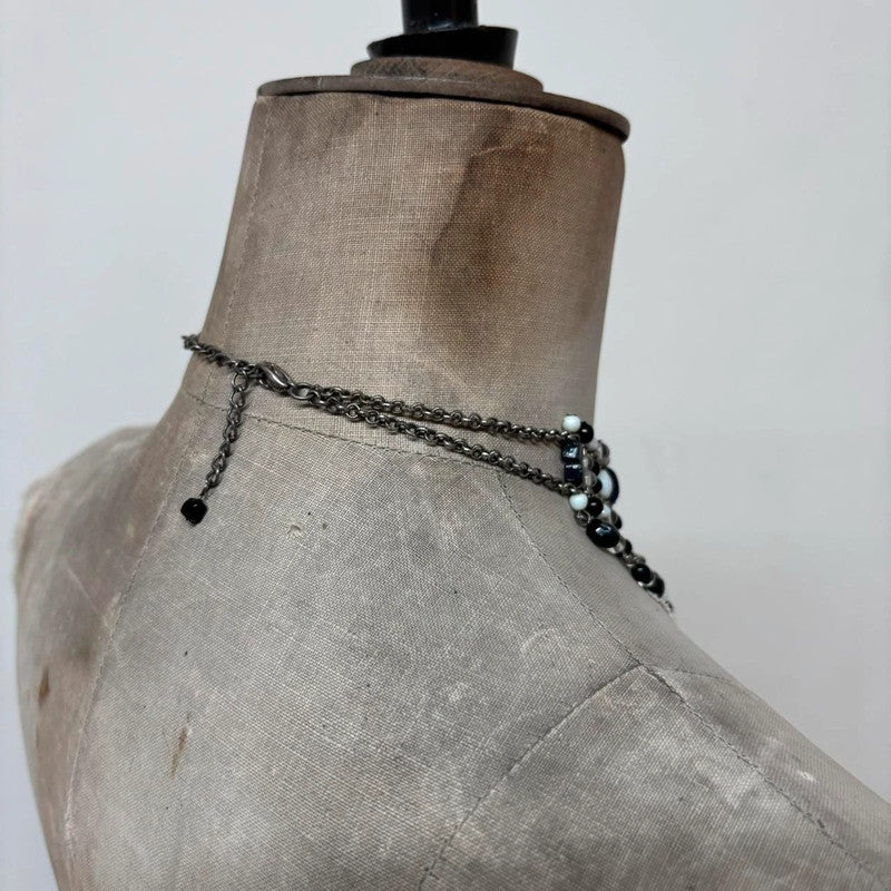 Layered chain gothic charm necklace