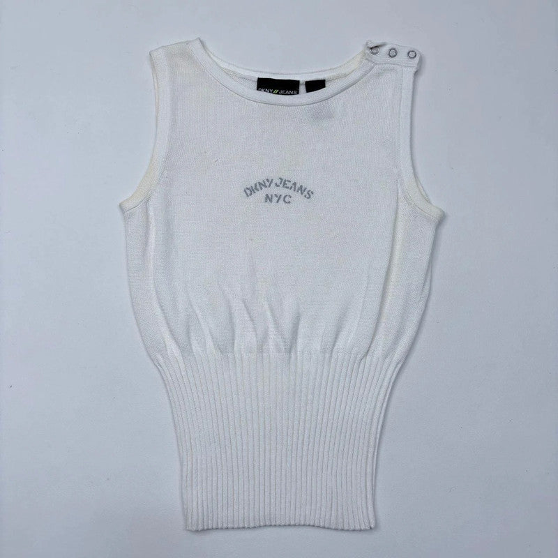 cream white fitted DKNY vest