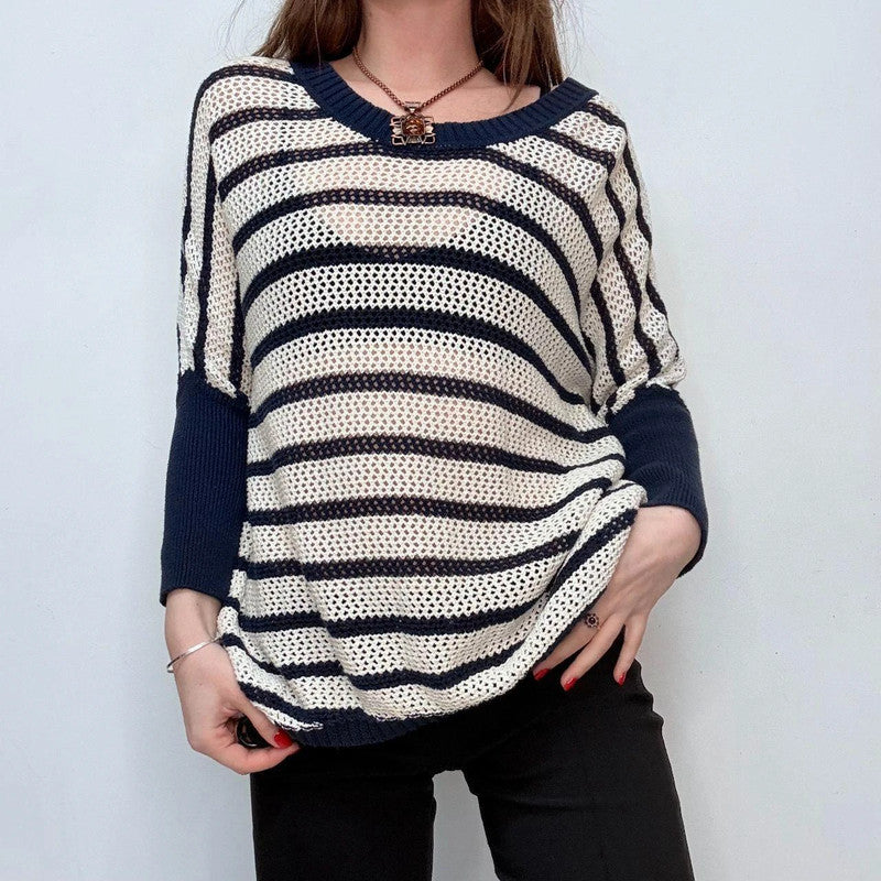 sheer knit slouchy striped jumper