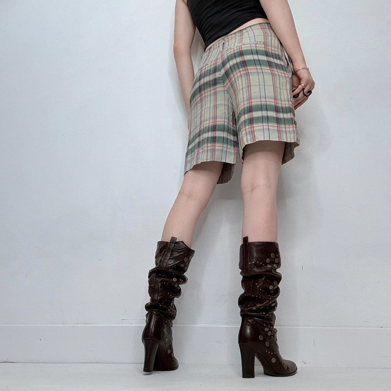 linen checked gingham shorts