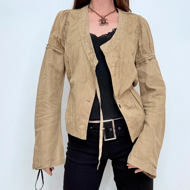 brown flared asymmetric fairy grunge jacket