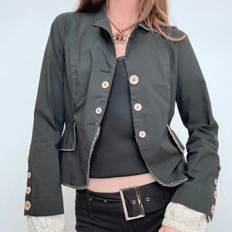 black flared military Napoleonic jacket with shirt