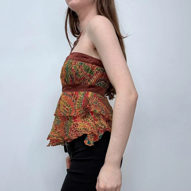flutter silk halter printed cami