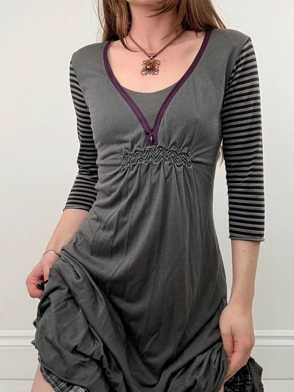 Cop Copine pinstripe gathered midi dress