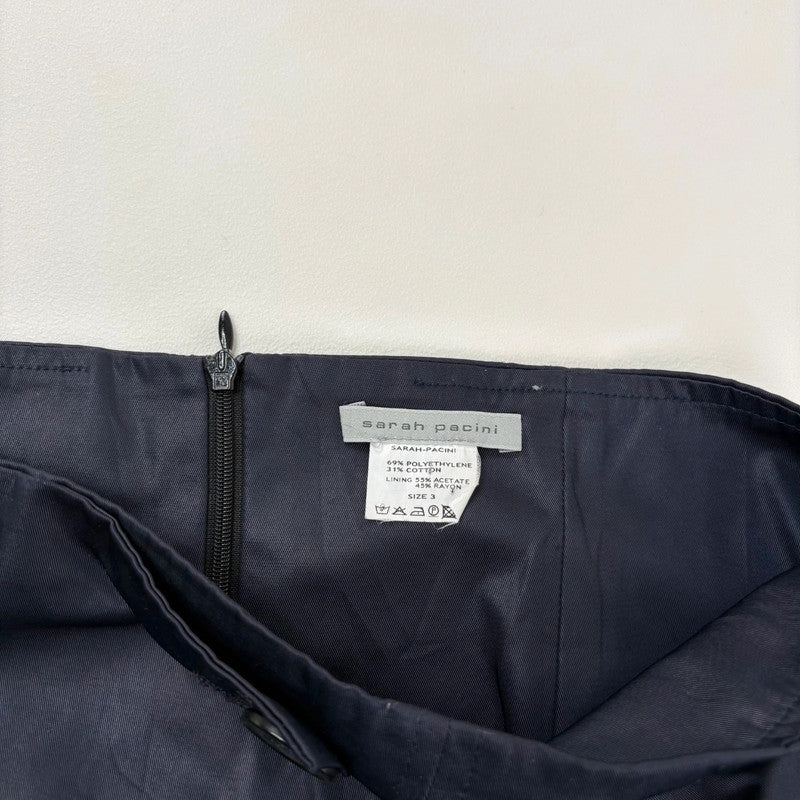 Sarah Pacini navy trench pleated skirt