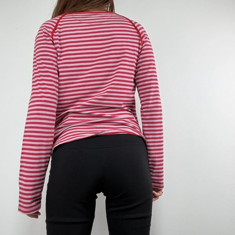 pink and red striped long sleeve Marella t-shirt