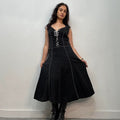 black grunge corset maxi dress