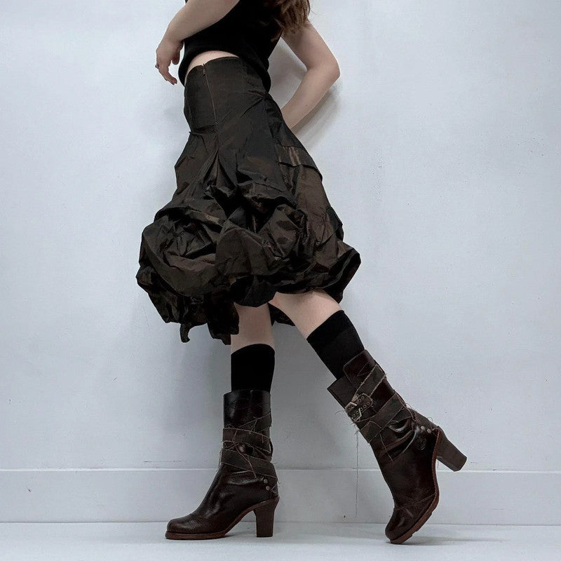 brown layered puff grunge skirt