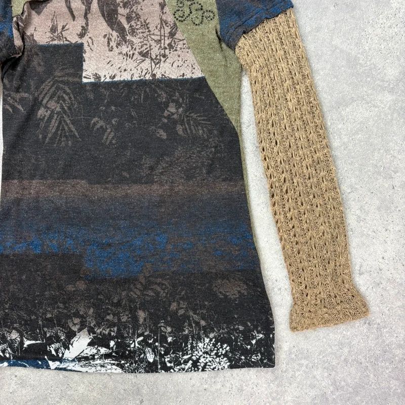 graphic distressed knit jumper