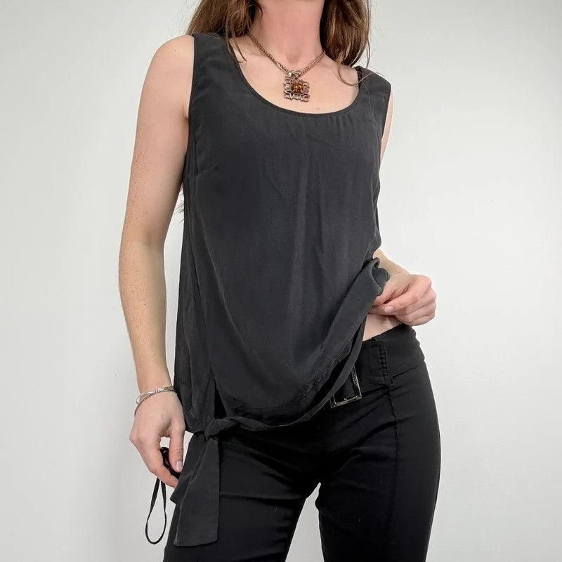 slouchy Silk allsaints asymmetric black vest