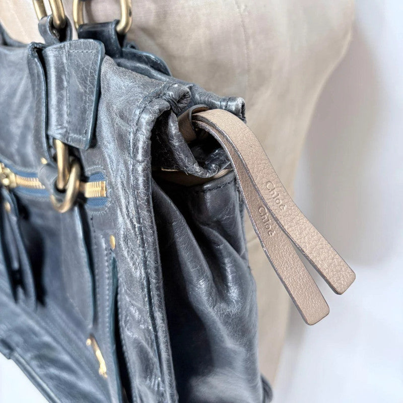 Chloé leather bay bag in navy