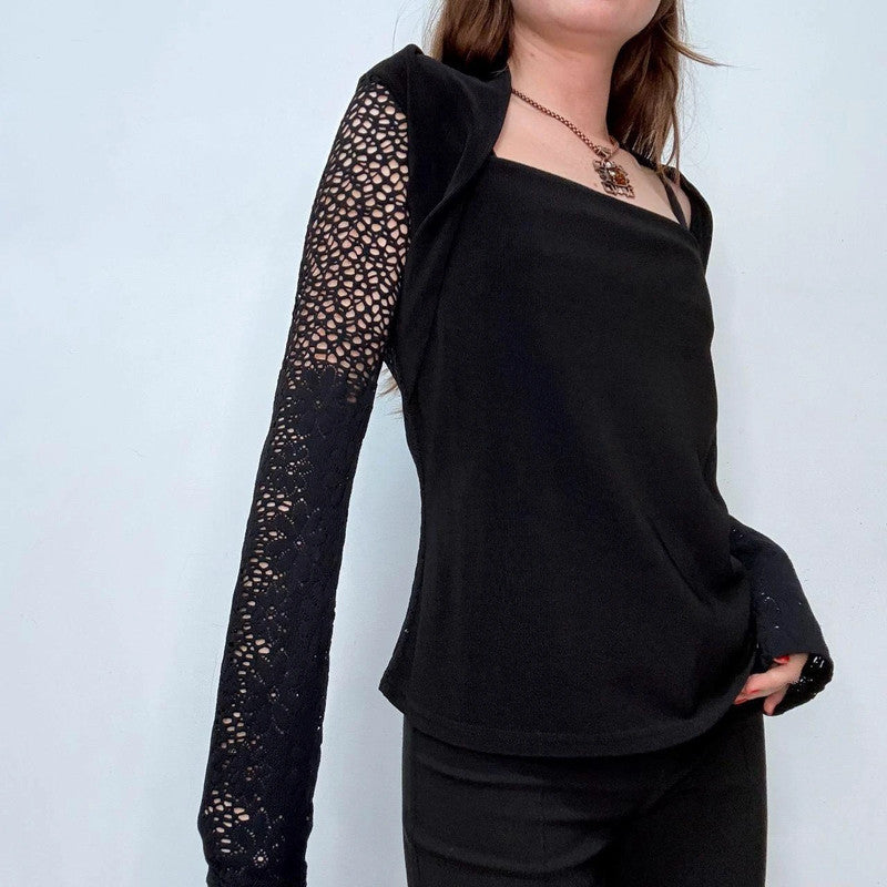 black wide neck flared top sweater