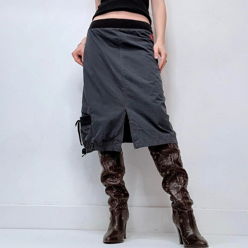 pinstripe low rise stretch waistband skirt