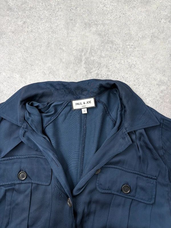 Navy satin Paul & Joe shirt dress
