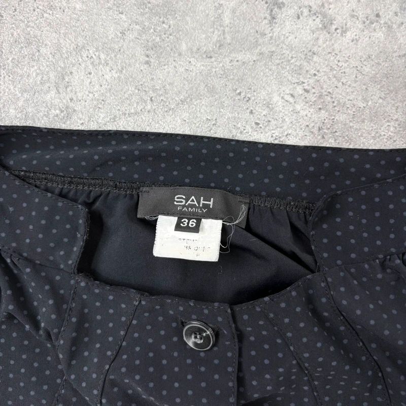 black polkadot cropped stuctured button through shirt